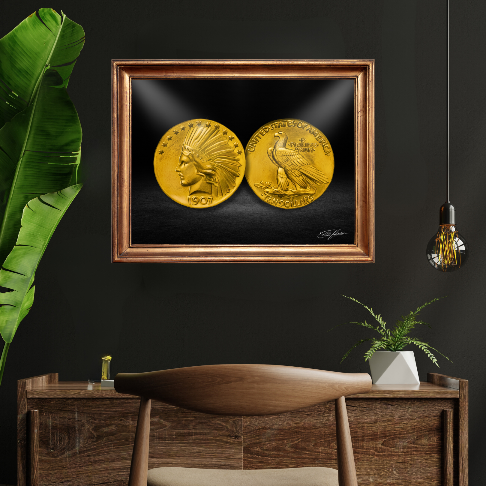 1907 $10 Indian Head Eagle Fine Art Print (Hand-Signed by Artist