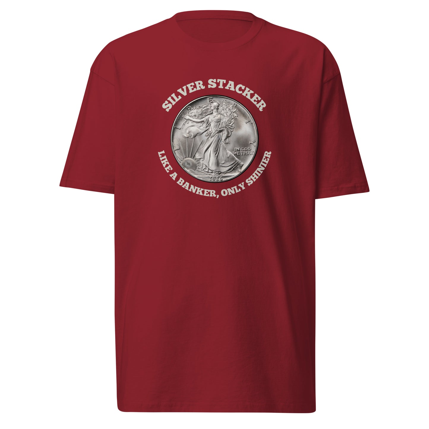 Silver Stacker: American Silver Eagle Men’s Premium T-Shirt (Front)