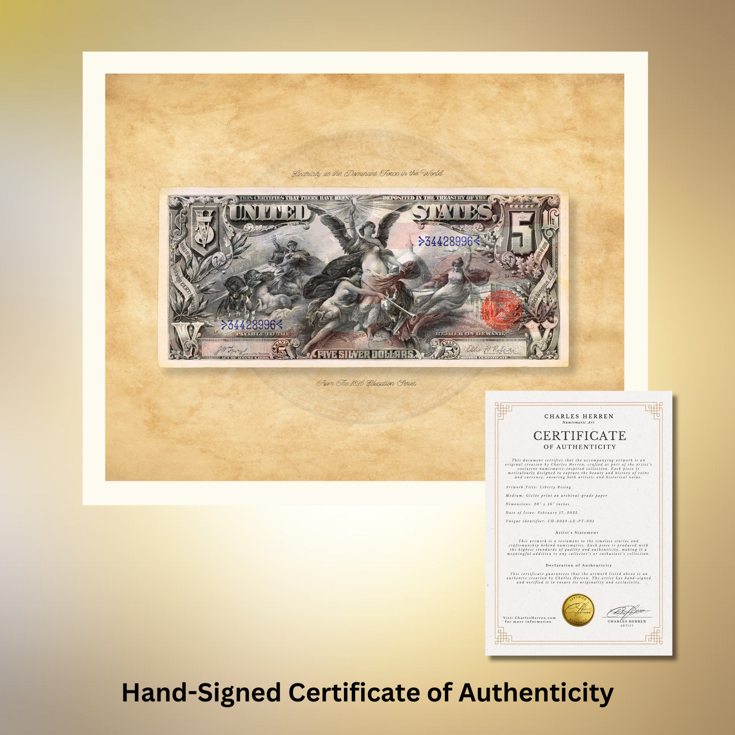 1896 $5.00 Silver Certificate Fine Art Print