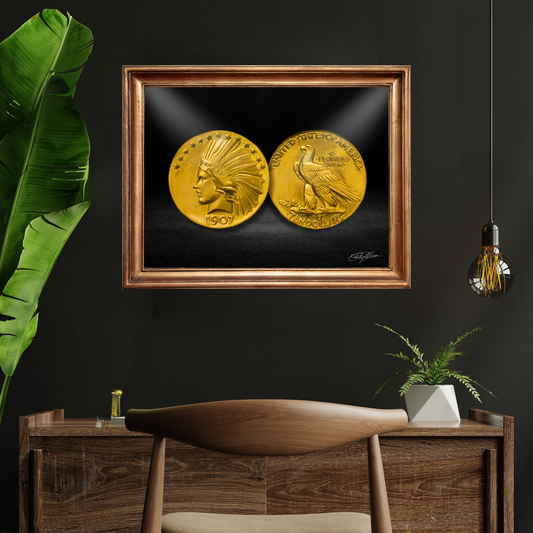 1907 $10 Indian Head Eagle Fine Art Print (Hand-Signed by Artist)