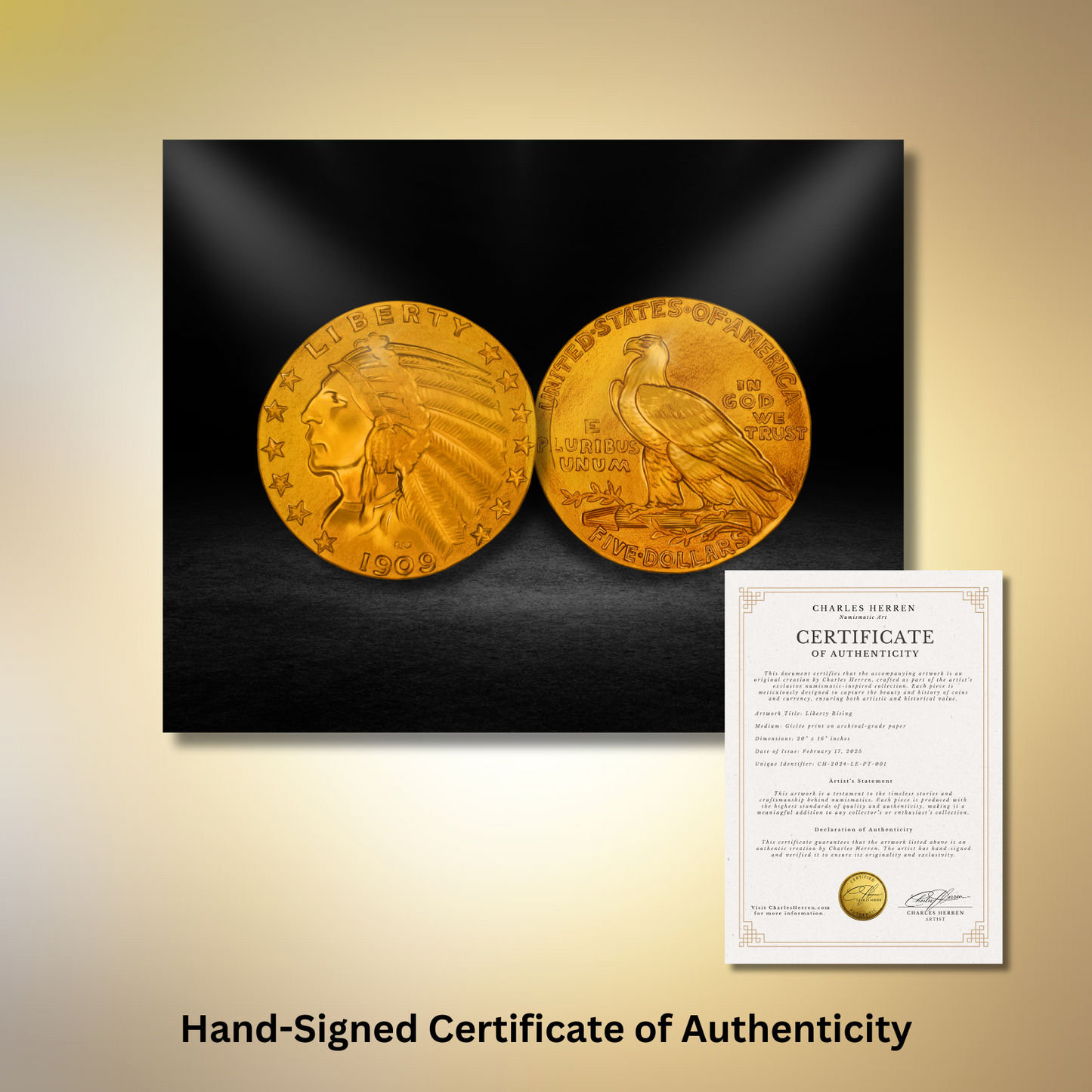 1909 $5 Indian Head Half Eagle Fine Art Print