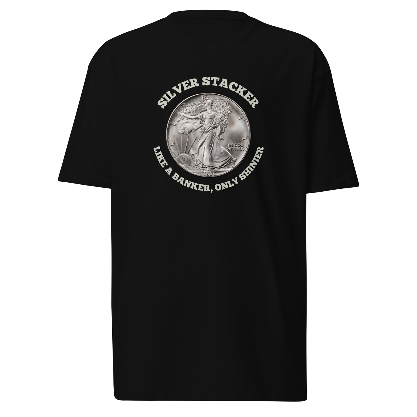 Silver Stacker: American Silver Eagle Men’s Premium T-Shirt (Front)