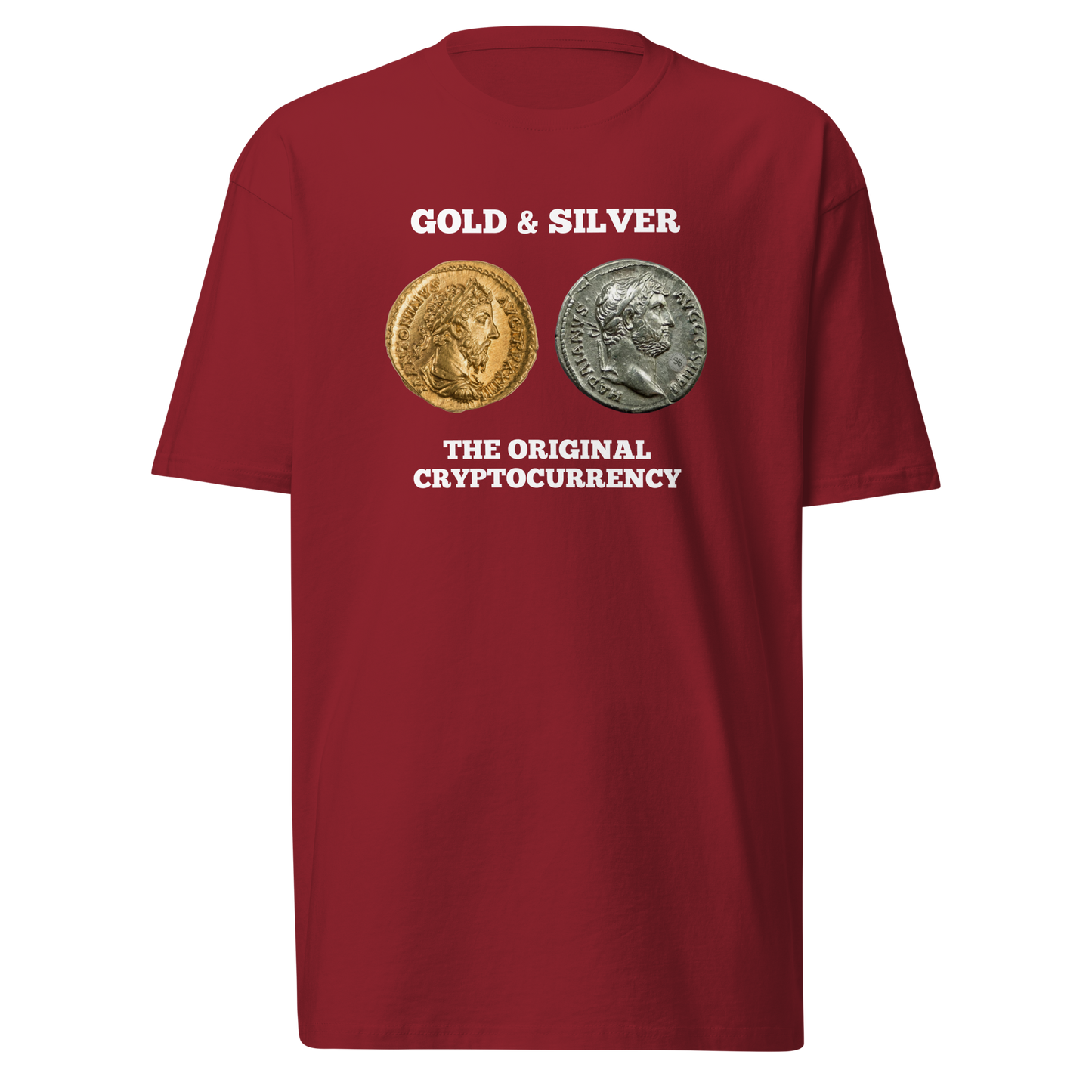 Gold & Silver: The Original Cryptocurrency Men’s Premium T-Shirt (Front)