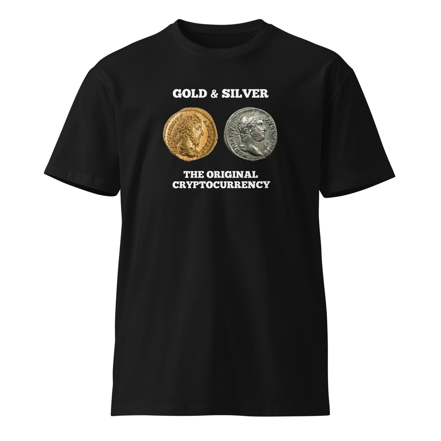 Gold & Silver: The Original Cryptocurrency Women’s Premium T-Shirt (Front)