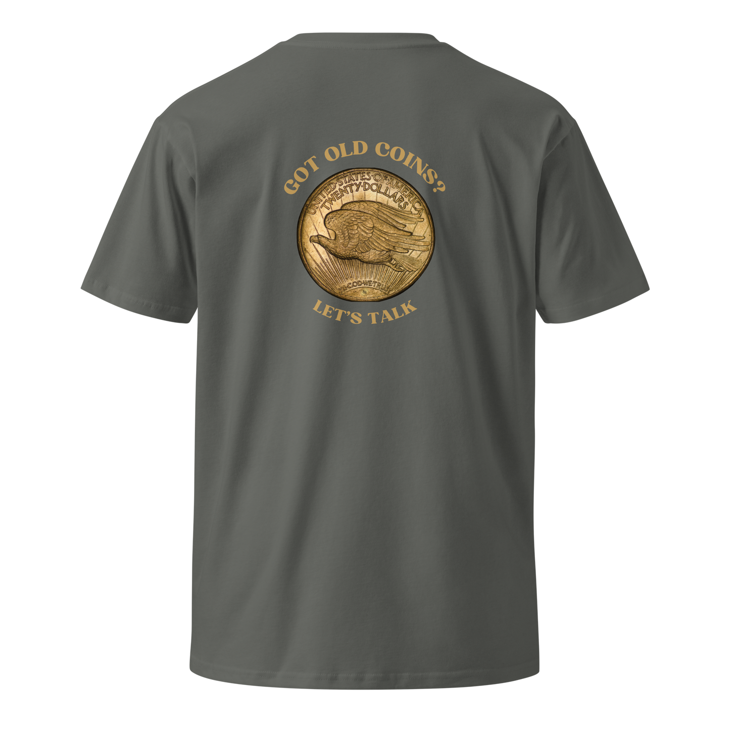St. Gaudens Double Eagle - Got Old Coins - Women’s Premium T-Shirt (Front & Back)