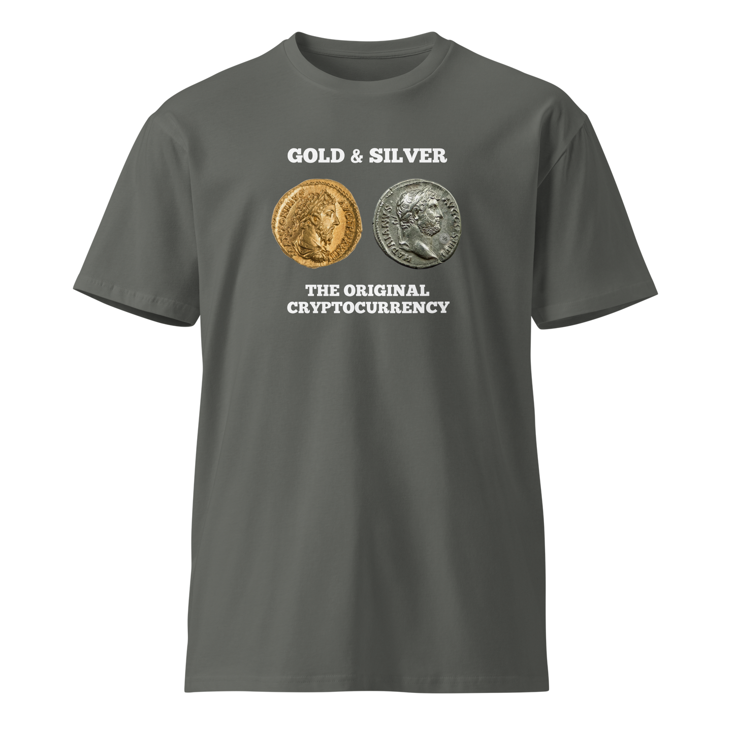 Gold & Silver: The Original Cryptocurrency Women’s Premium T-Shirt (Front)