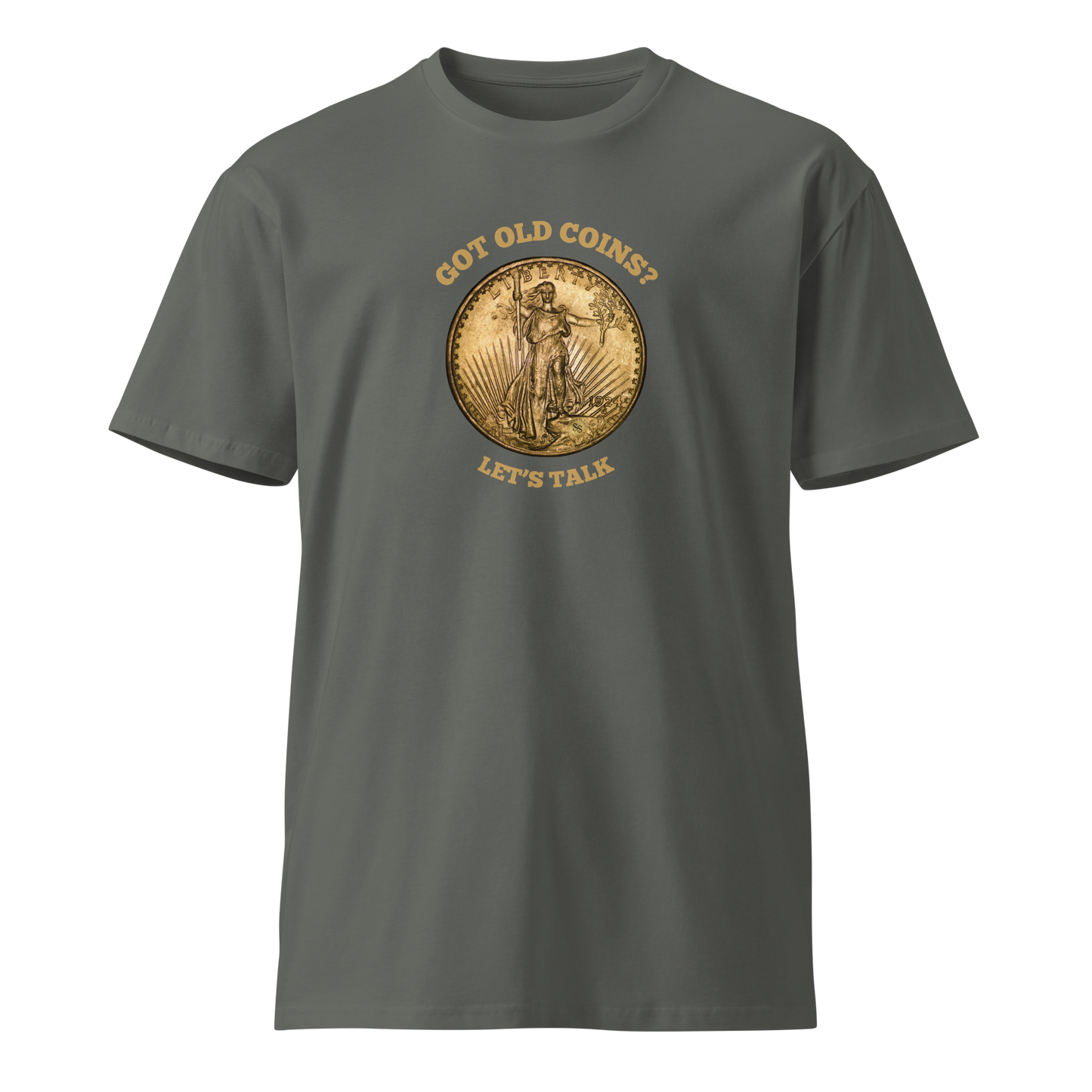 St. Gaudens Double Eagle - Got Old Coins - Women’s Premium T-Shirt (Front & Back)