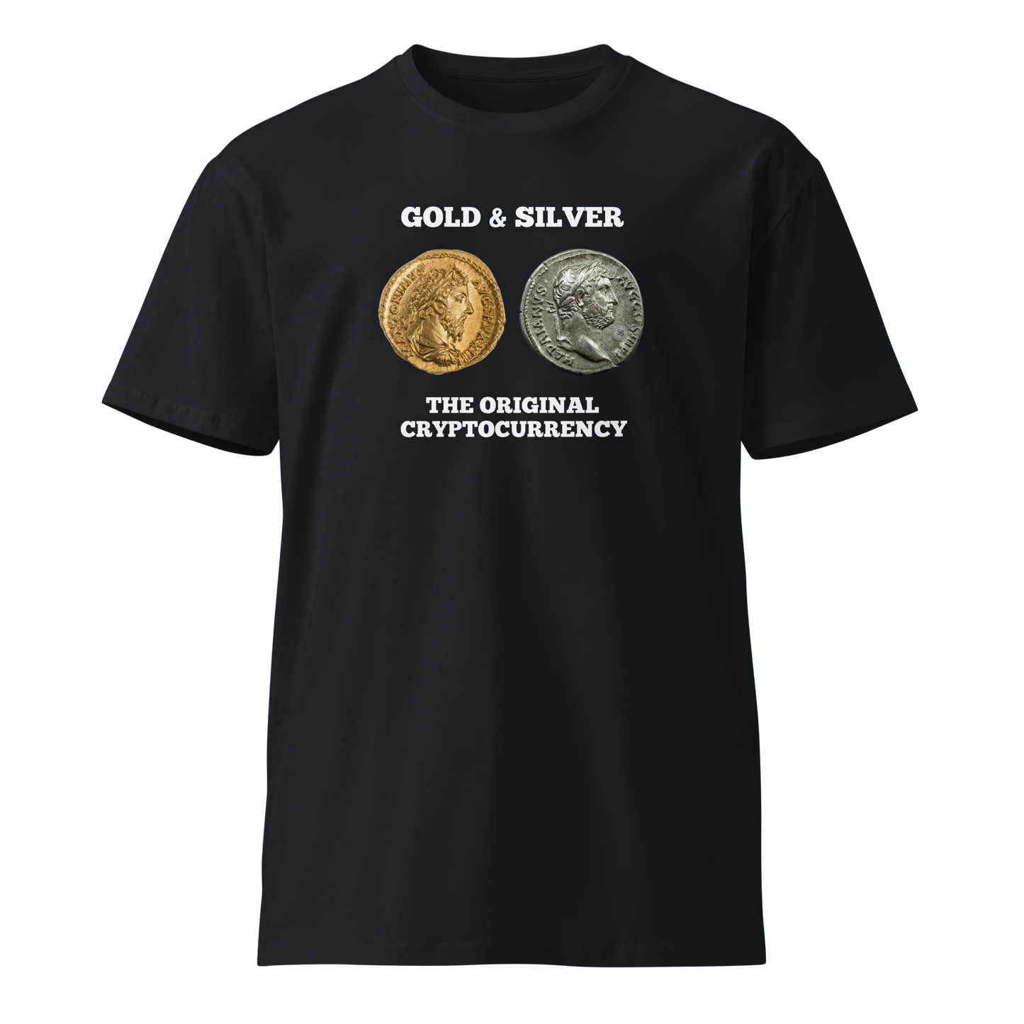 Gold & Silver: The Original Cryptocurrency Women’s Premium T-Shirt (Front)
